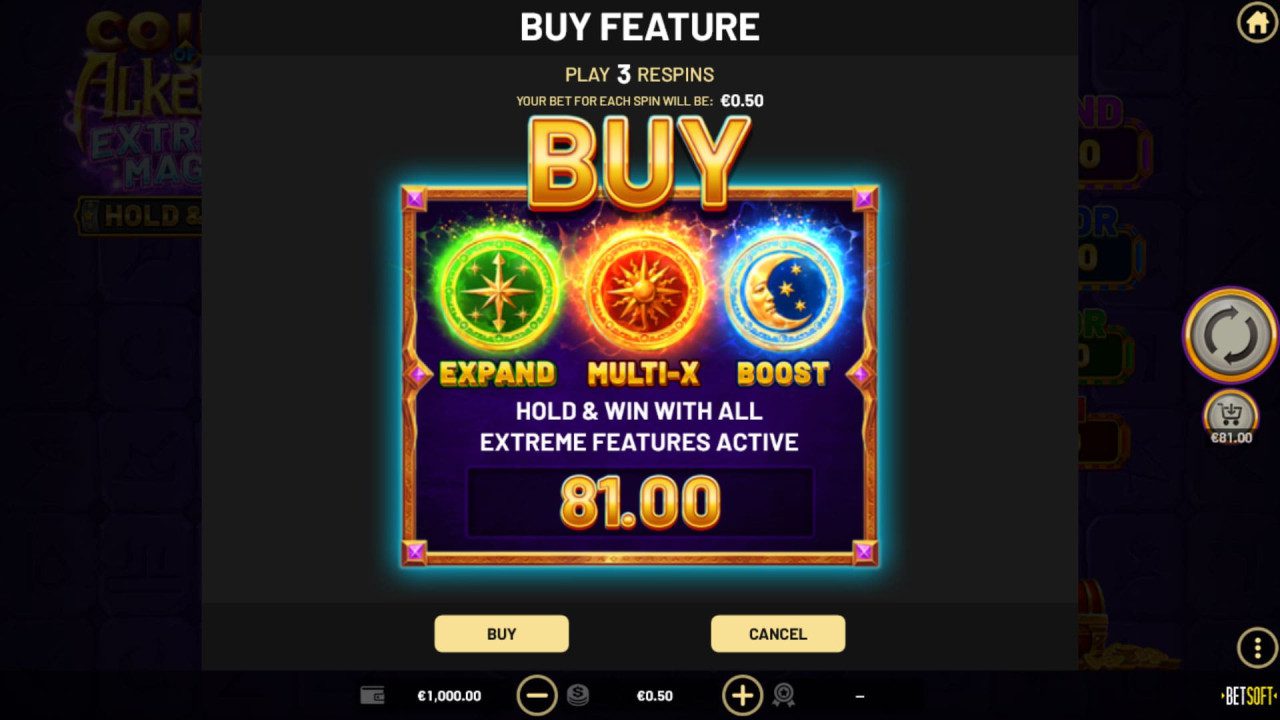 BetSoft Coins of Alkemor Extreme Magic Screenshot