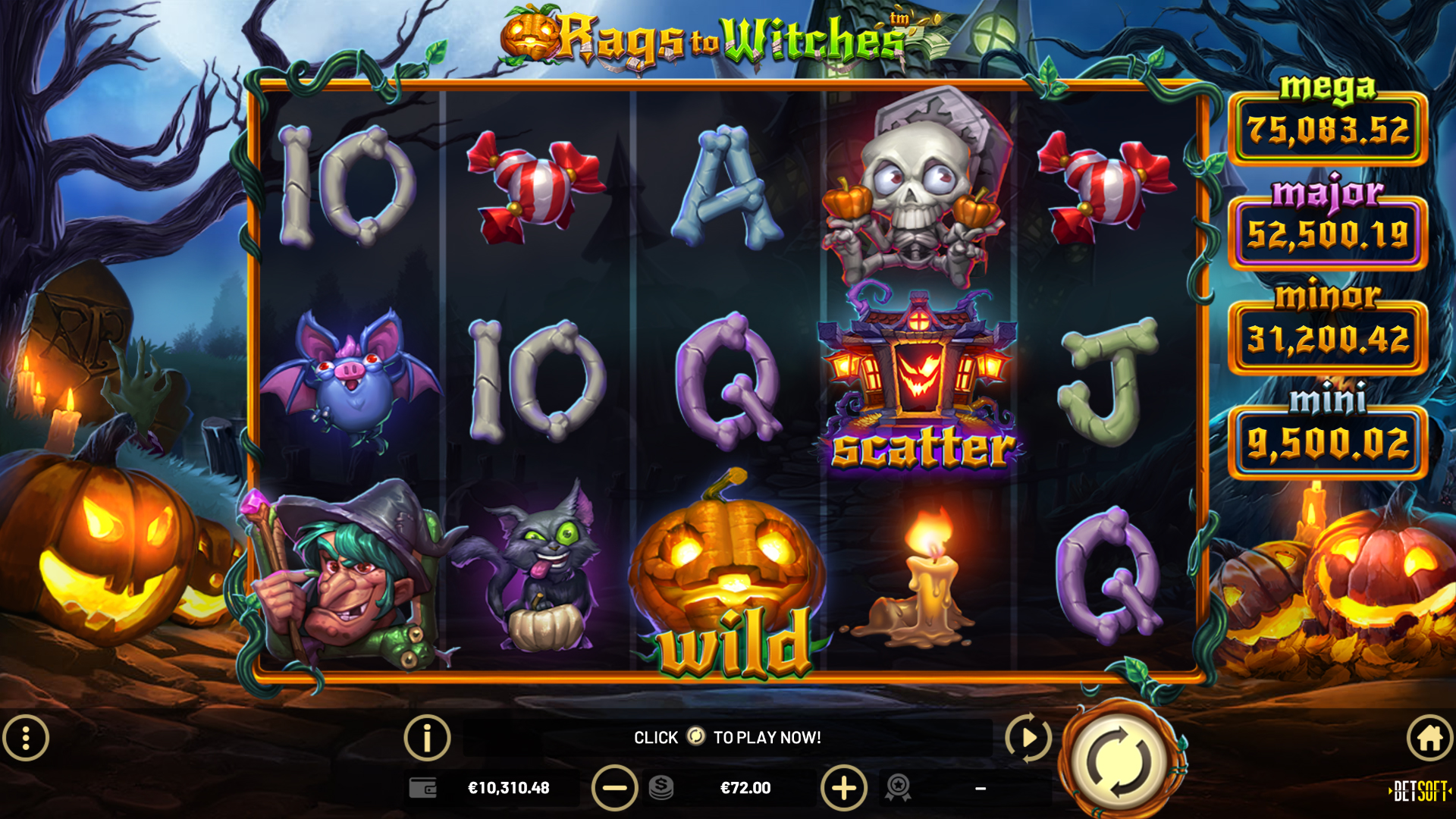 BetSoft Rags to Witches Screenshot